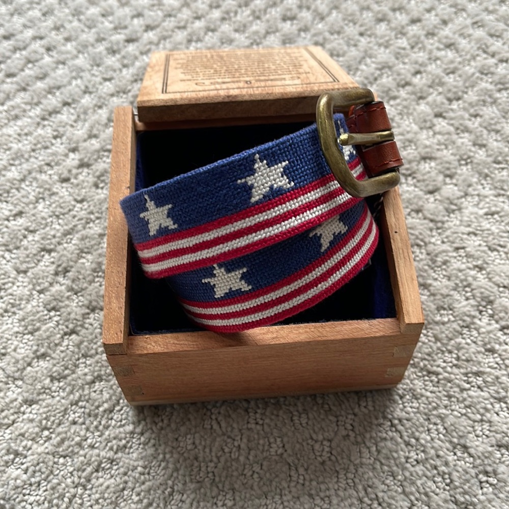 Smathers and Branson needlepoint flag belt